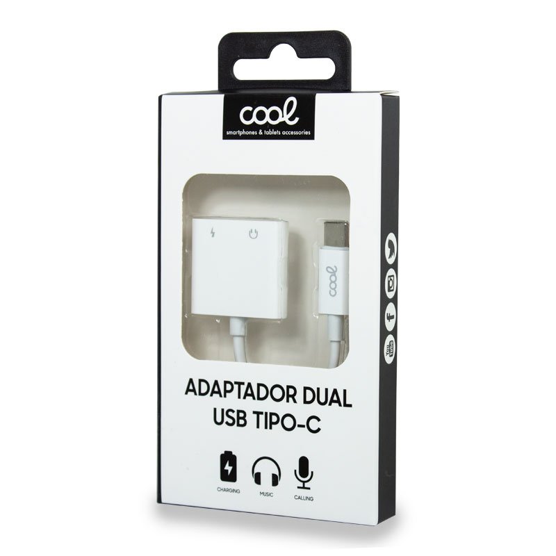 Digital COOL Dual USB Type-C Adapter (Headphones + Charging)