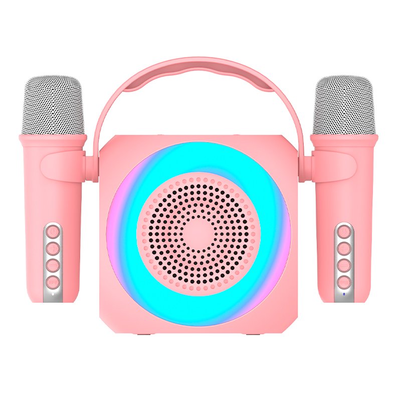 Universal Bluetooth Speaker Music 6W COOL Mini Karaoke Party + 2 Microphones Pink