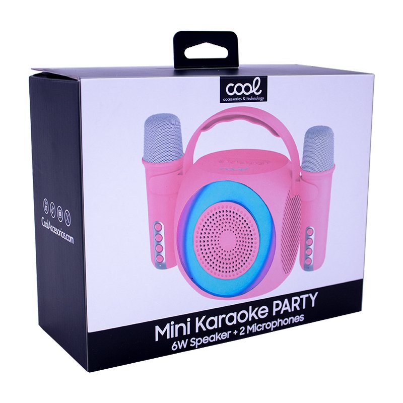 Universal Bluetooth Speaker Music 6W COOL Mini Karaoke Party + 2 Microphones Pink