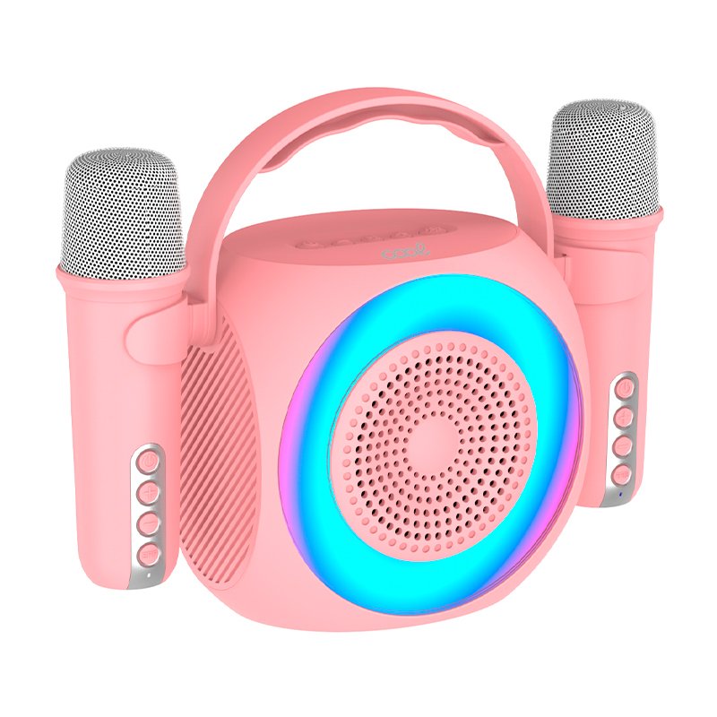Universal Bluetooth Speaker Music 6W COOL Mini Karaoke Party + 2 Microphones Pink