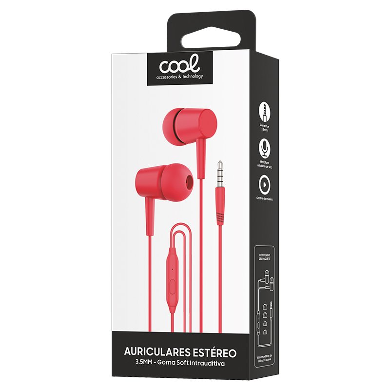 3.5mm COOL Bear Stereo Headphones with Microphone, Red