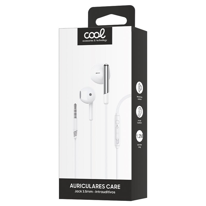 3.5mm COOL Care Stereo Headphones with Microphone, White