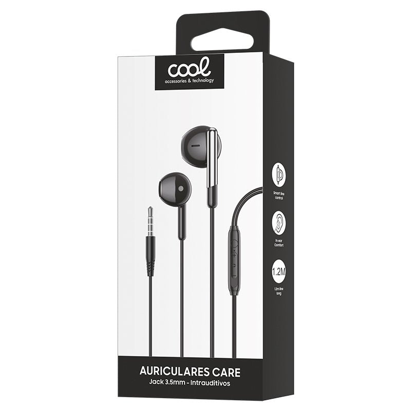 3.5mm COOL Care Stereo Headphones with Microphone, Black