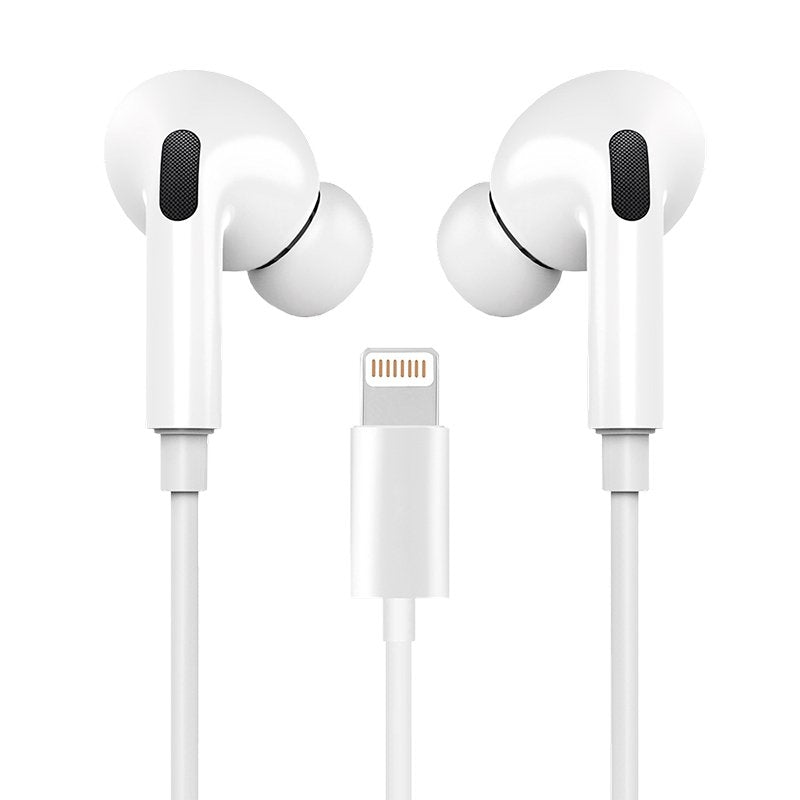 White COOL Stereo Headphones with Mic for iPhone - Rubber IN-EAR (Lightning Bluetooth)