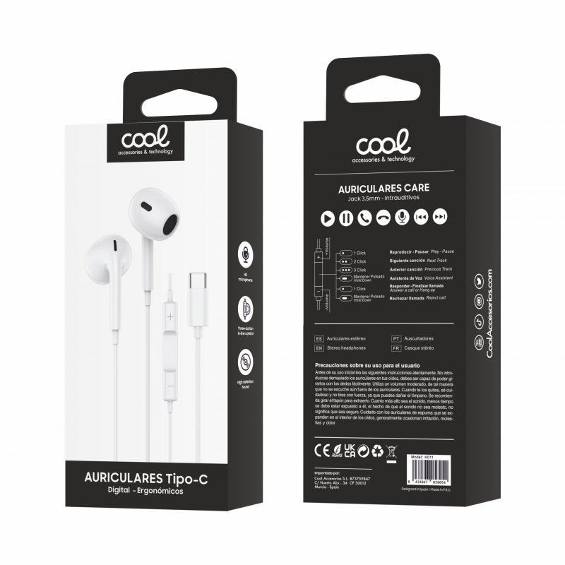 COOL Stereo Button Earphones Type-C with Micro (Digital) White