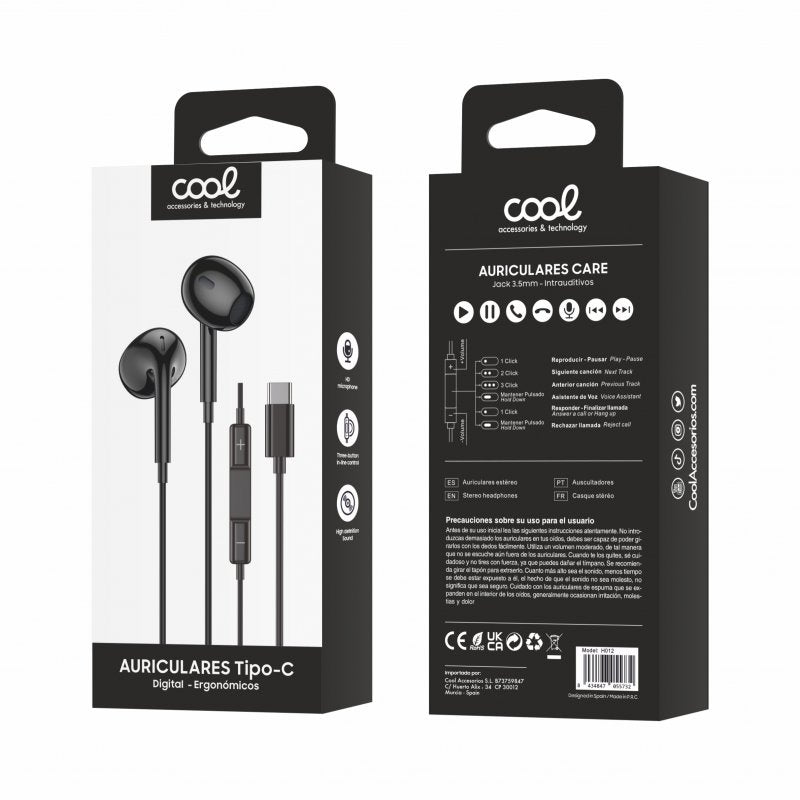 COOL Stereo Button Earphones Type-C with Micro (Digital) Black