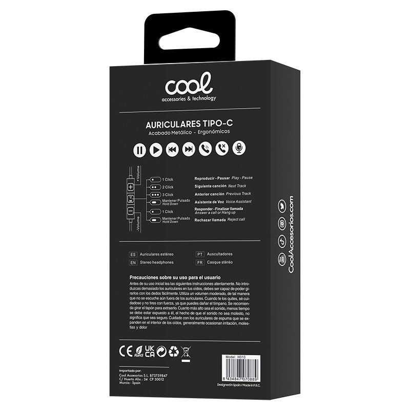 COOL Stereo Button Earphones Type-C with Micro (Metal) Silver