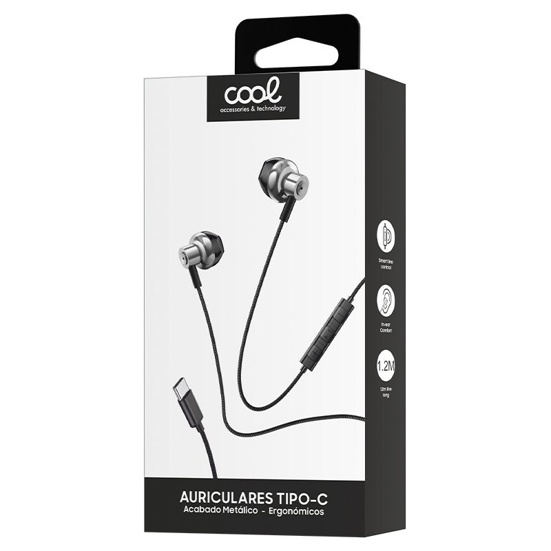 COOL Stereo Button Earphones Type-C with Micro (Metal) Silver