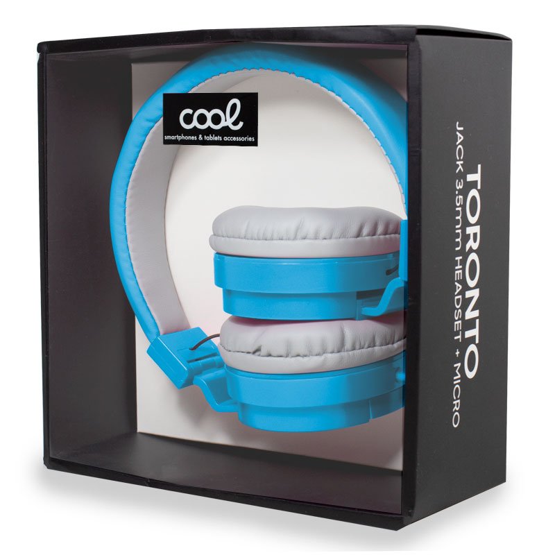 COOL Toronto 3.5mm Jack Headphones with Microphone, Blue
