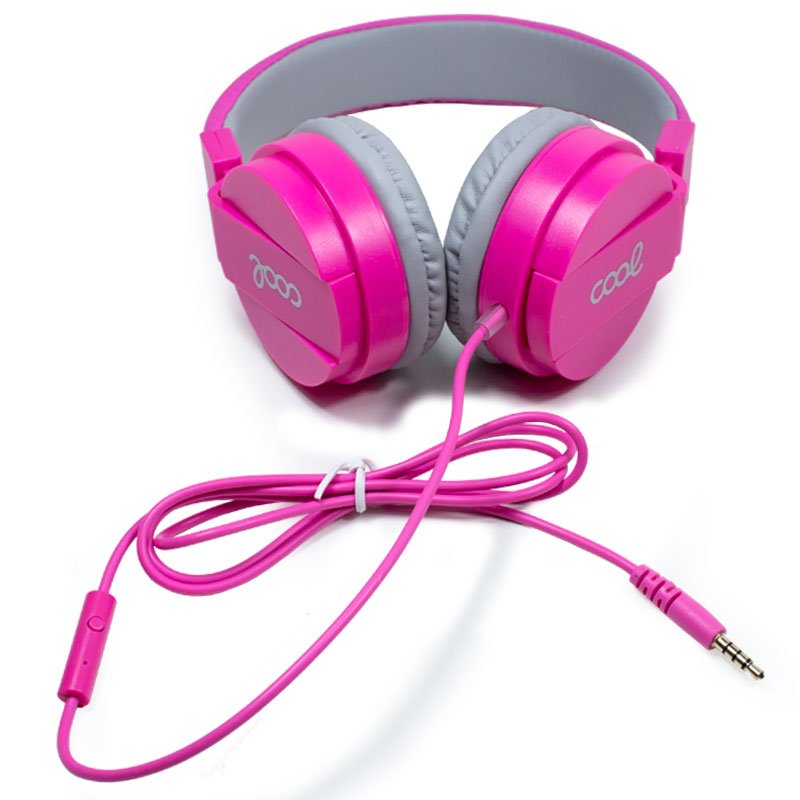 3.5mm Jack Headphones, COOL Toronto with Microphone, Pink