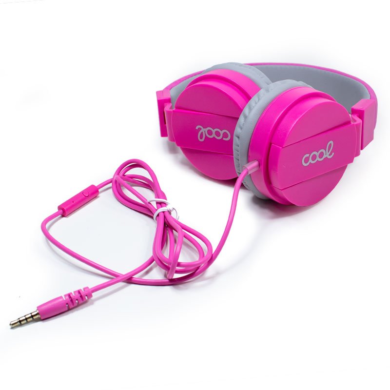 3.5mm Jack Headphones, COOL Toronto with Microphone, Pink