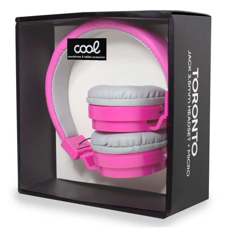 3.5mm Jack Headphones, COOL Toronto with Microphone, Pink