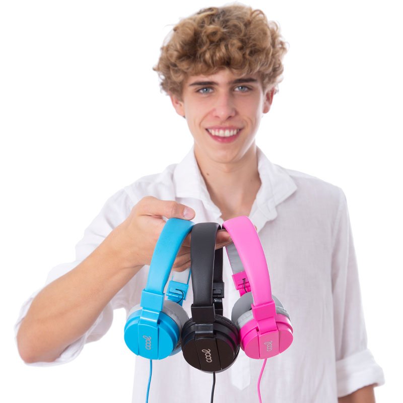 3.5mm Jack Headphones, COOL Toronto with Microphone, Pink