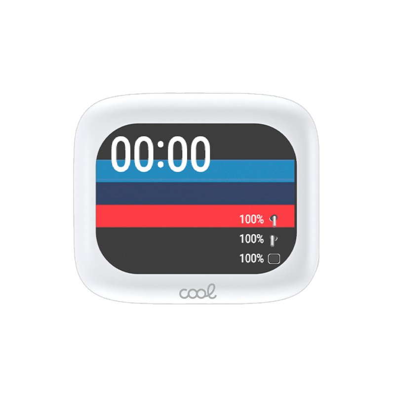 Stereo Bluetooth Earbuds with LCD Screen, COOL Ambient White