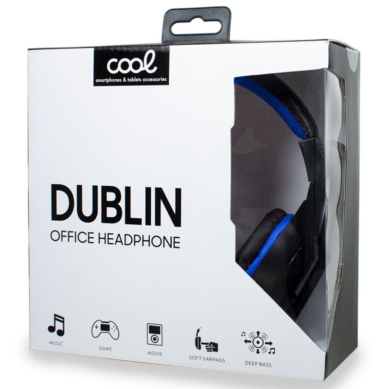 COOL Dublin Office Stereo Headphones with Microphone (Black-Blue)