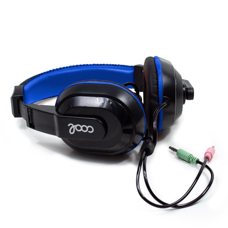 COOL Dublin Office Stereo Headphones with Microphone (Black-Blue)
