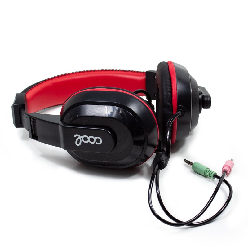 COOL Dublin Office Stereo Headphones with Microphone (Black-Red)
