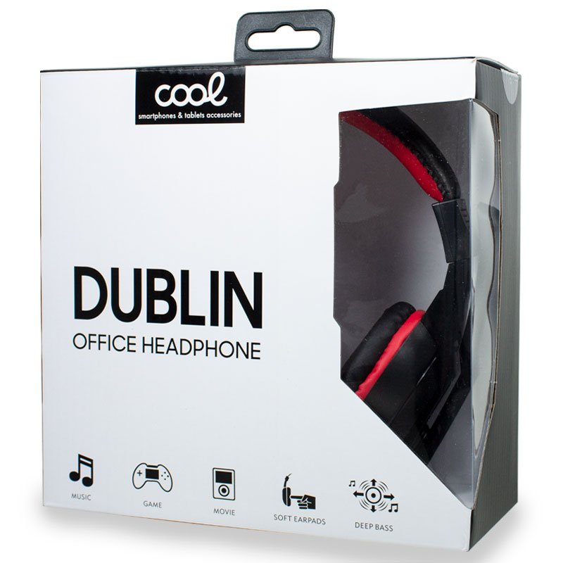 COOL Dublin Office Stereo Headphones with Microphone (Black-Red)