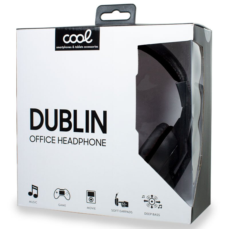 COOL Dublin Office Stereo Headphones with Microphone, Black