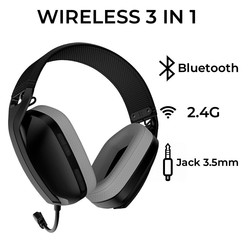 Black Stereo Headset PC / PS4 / PS5 (3 in 1: Wireless / Bluetooth / Jack) COOL Newton