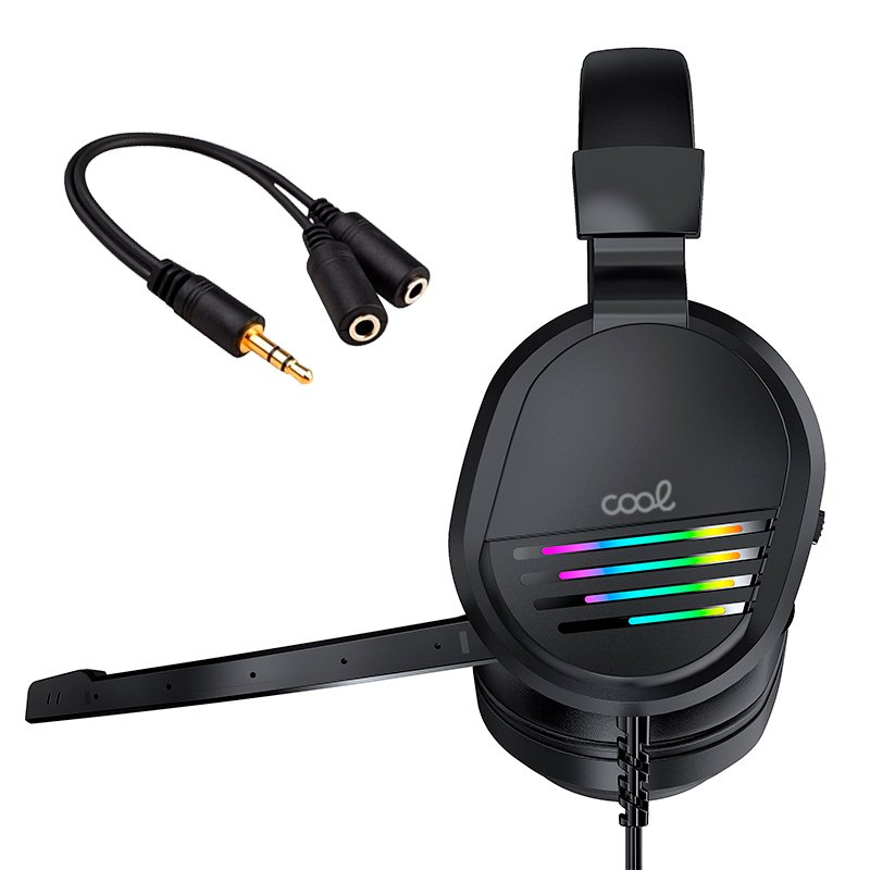 COOL Nitro Stereo PC / PS4 / PS5 / Xbox Gaming Headset with Audio Adapter + Lighting