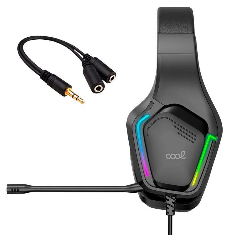 Stereo Headphones PC / PS4 / PS5 / Xbox Gaming LED RGB COOL Exodus + Audio Adapter