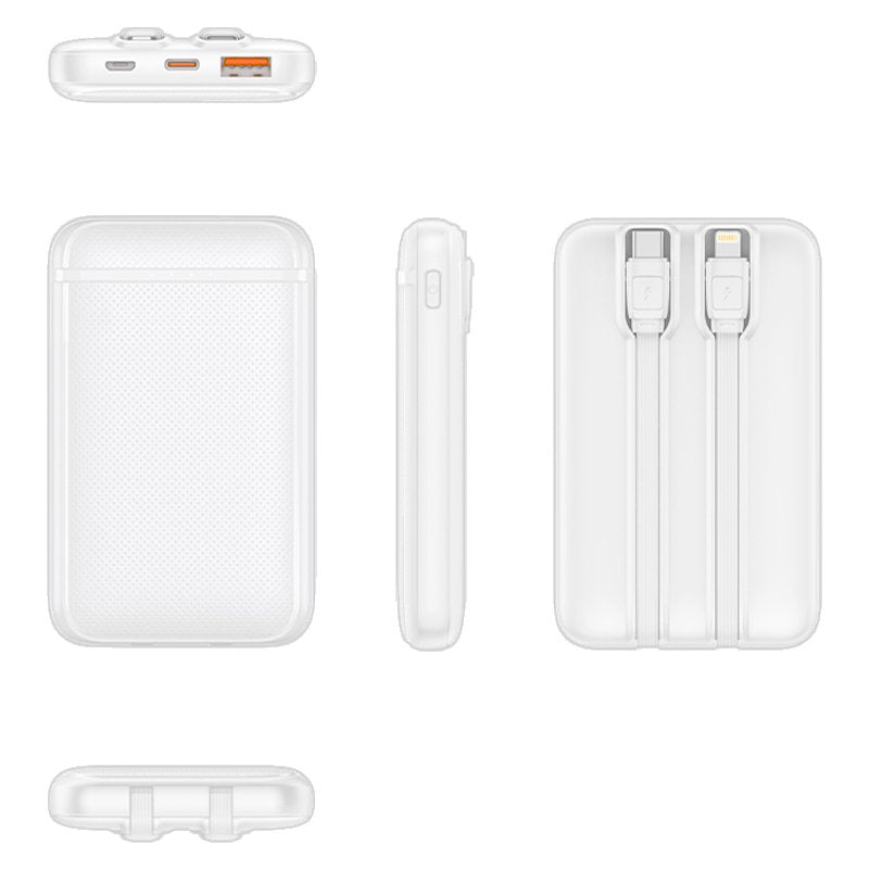 Bateria Externa Power Bank 5000 mAh COOL (2 Cables: TIPO C / Lightning) Blanco