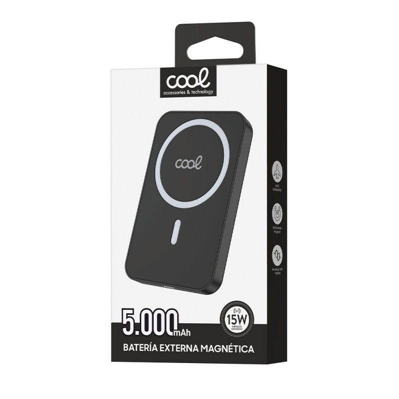 Bateria Externa Universal MAGNÉTICA Power Bank Qi 5000 mAh COOL Negro