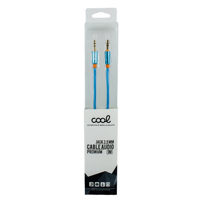 3.5mm Jack to 3.5mm Jack Cable, COOL Audio-Audio Nylon, Light Blue (1m)
