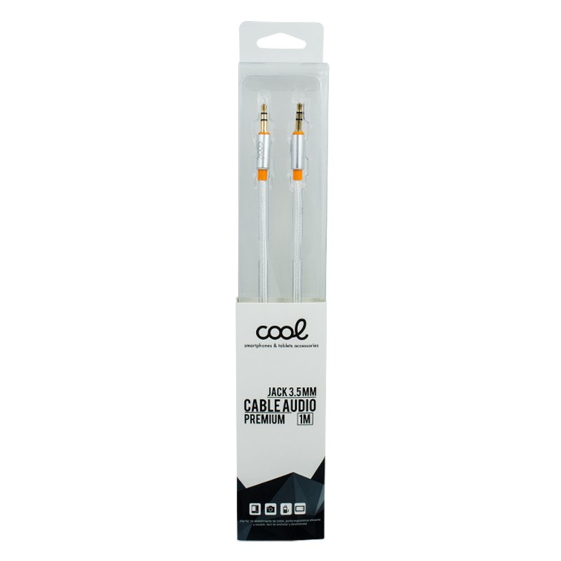 3.5mm Jack to 3.5mm Jack Cable, COOL Audio-Audio, Silver-Plated Nylon (1m)