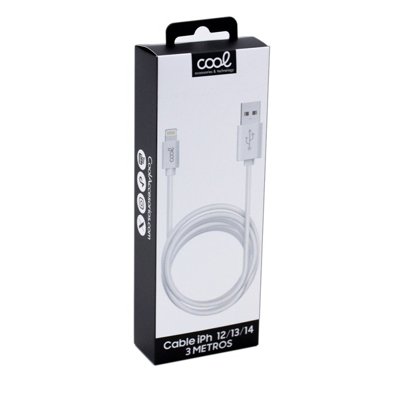 COOL Lightning USB Cable Compatible with iPhone / iPad (3 meters) White