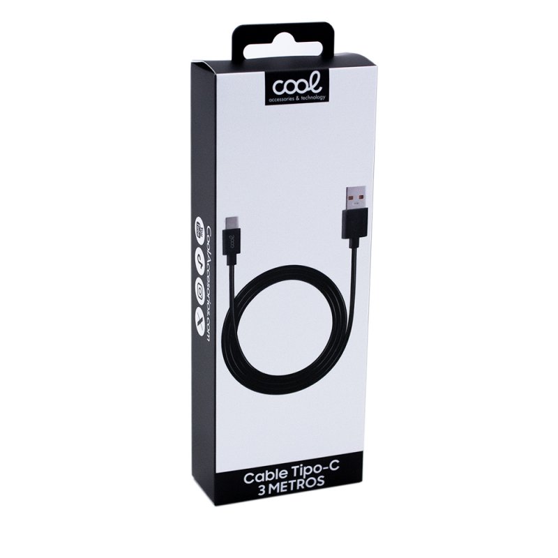 COOL Universal Type-C USB Cable (3 meters) Black 2.4 Amp