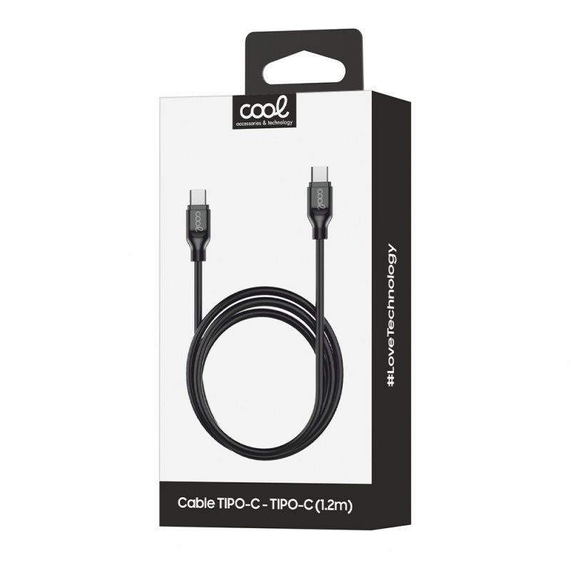 COOL Universal USB Cable, Type-C to Type-C (1 meter), Black, 3 Amp