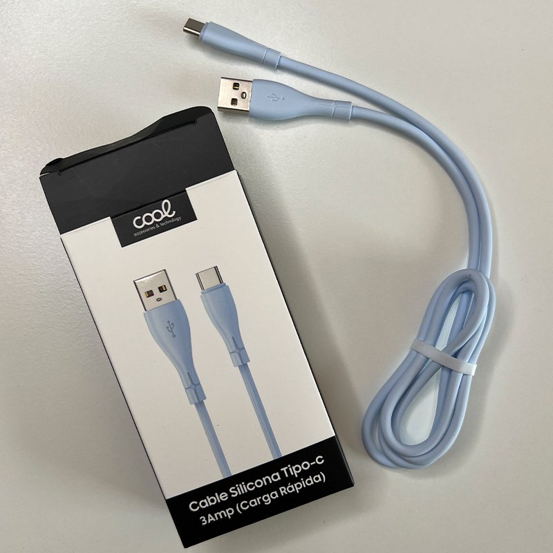 COOL Silicone Universal Type C USB Cable (1 meter) Light Blue