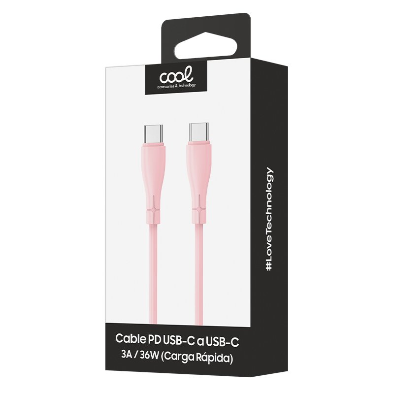 COOL Silicone Universal USB Cable Type C to Type C (1 meter) Pink