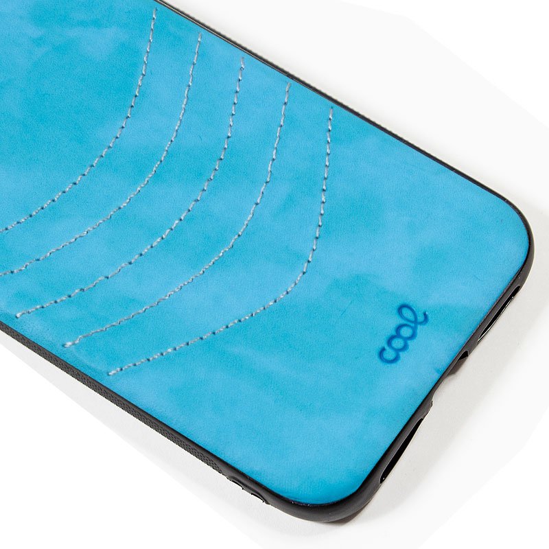 COOL Case for iPhone 11 Pro Leather, Light Blue Embroidery