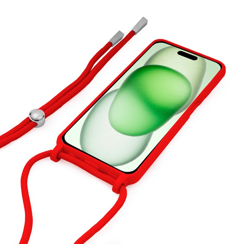 COOL Case for iPhone 15 Plus, Plain Red Cord