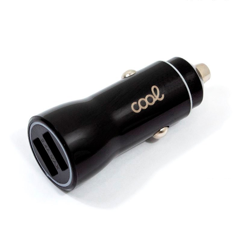 Universal Car Charger, Dual USB Ports, COOL Black, 2.4 Amp