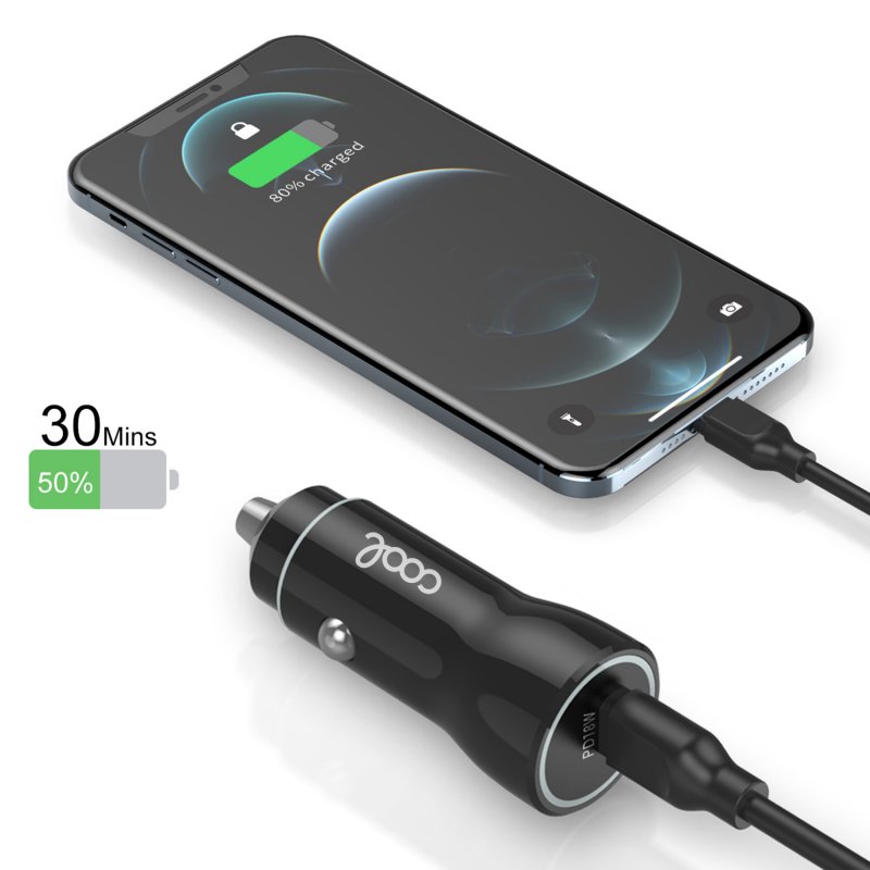Universal Car Charger Type C Input (PD) COOL (18W) Black