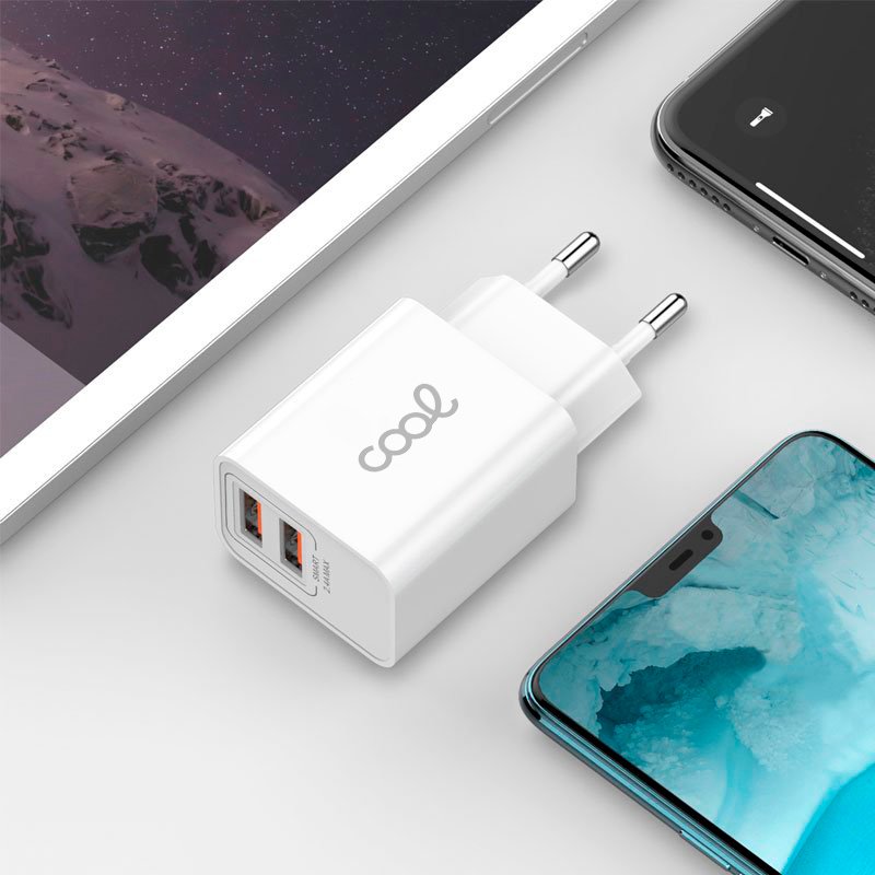 Red Charger for iPhone COOL 2 x USB + 1.2m Lightning Cable (2.4 Amp)