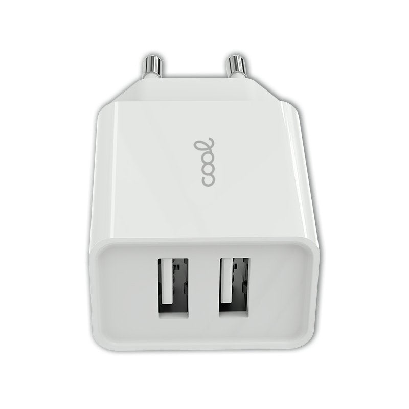 Universal AC Charger, 2 x USB Ports, COOL 2.4 Amps, White