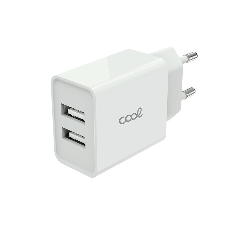 Universal AC Charger, 2 x USB Ports, COOL 2.4 Amps, White