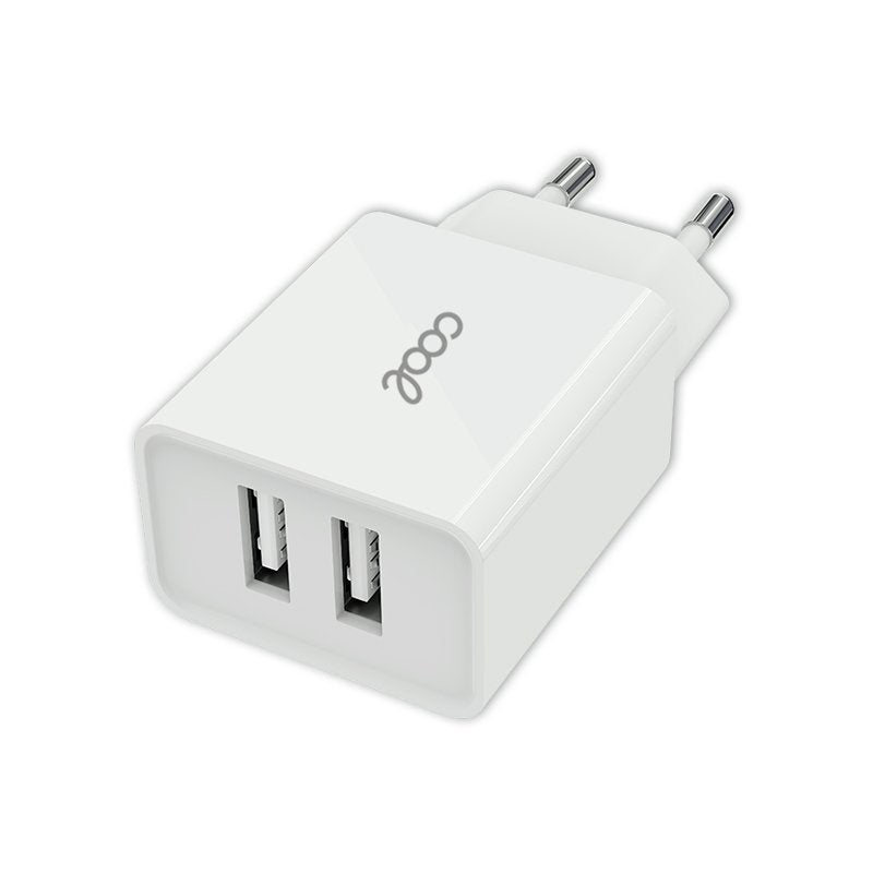 Universal AC Charger, 2 x USB Ports, COOL 2.4 Amps, White