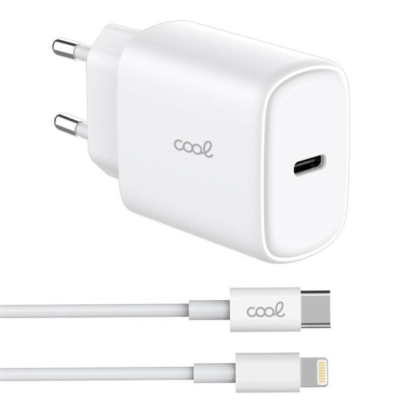 Universal Fast Charging Adapter (PD) Type-C COOL (25W) White + Type-C to Lightning Cable