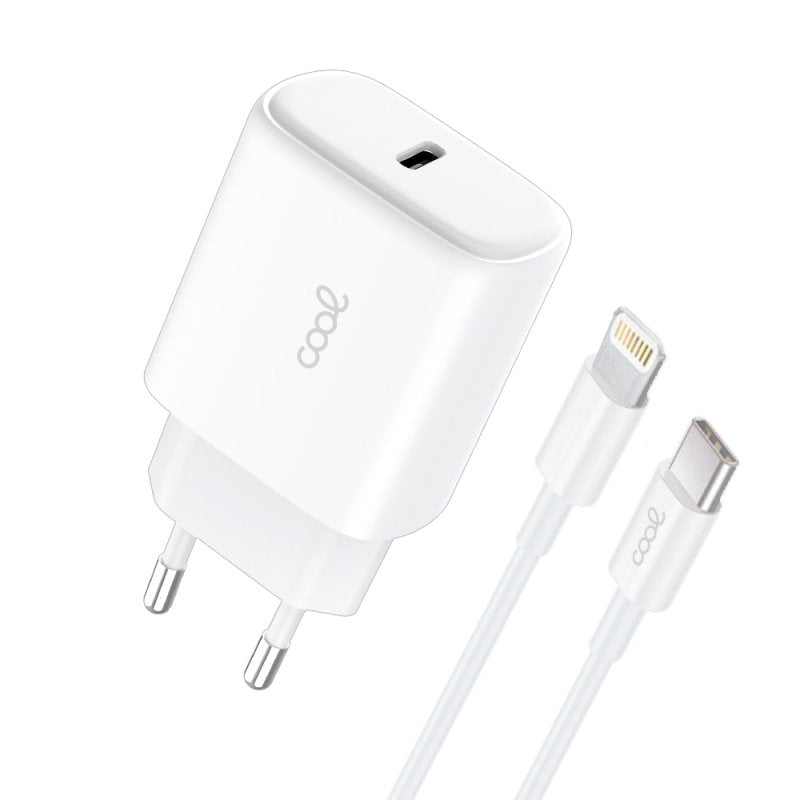 Universal Fast Charging Adapter (PD) Type-C COOL (25W) White + Type-C to Lightning Cable
