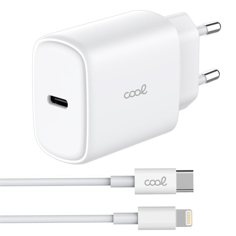 Universal Fast Charging Adapter (PD) Type-C COOL (25W) White + Type-C to Lightning Cable