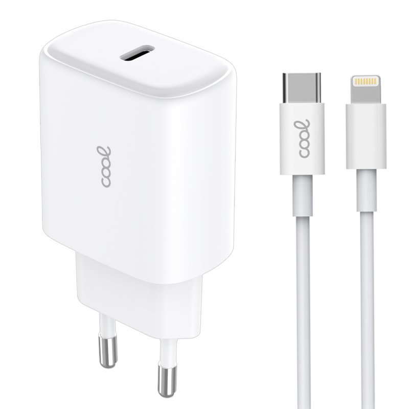 Universal Fast Charging Adapter (PD) Type-C COOL (25W) White + Type-C to Lightning Cable