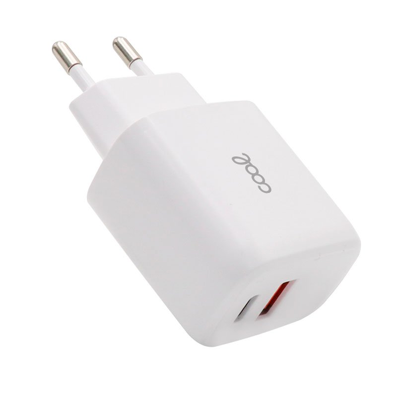 Red Universal Fast Charger (PD) Dual Type-C / USB COOL (20W) White