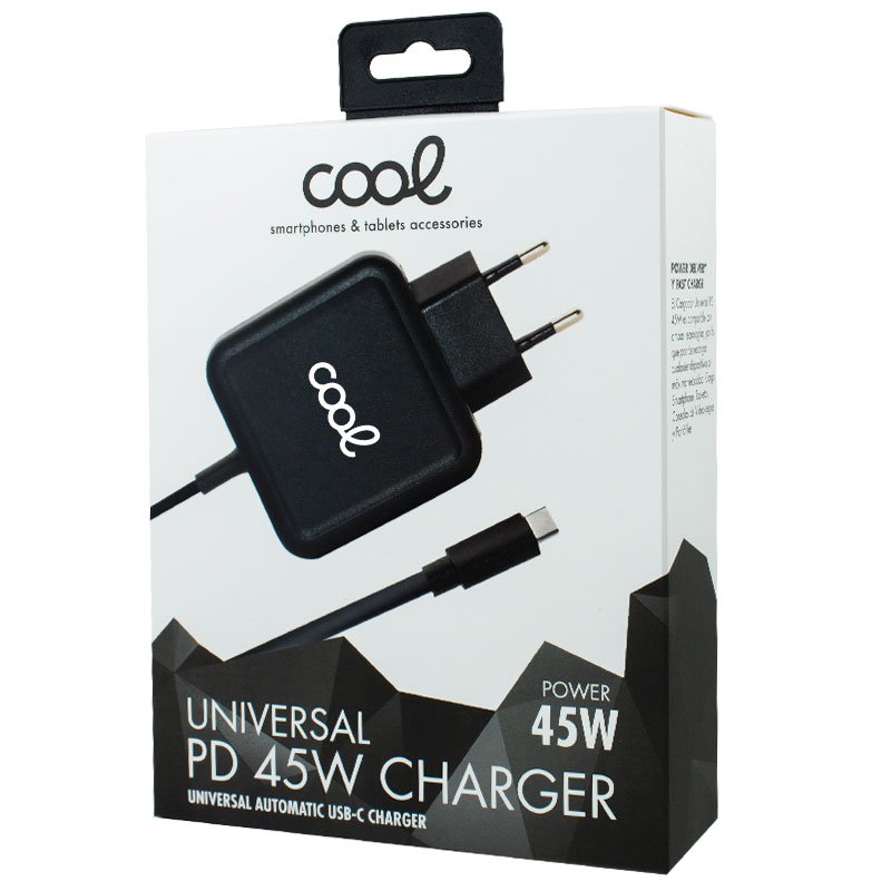 Universal Power Adapter. 45W PD Automatic COOL (Type C) for Laptops.