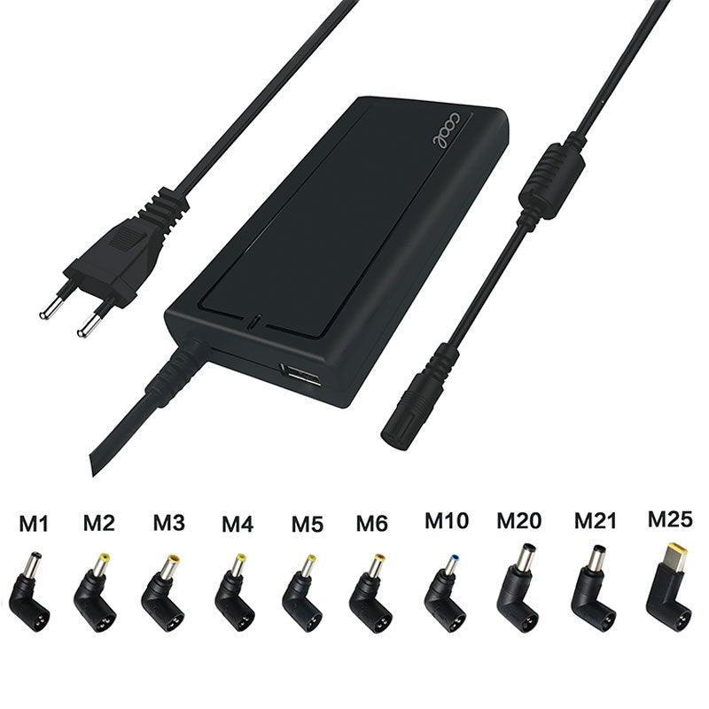 Universal AC Charger for Laptops 90w Automatic COOL Slim + 10 connectors (USB QC3.0)